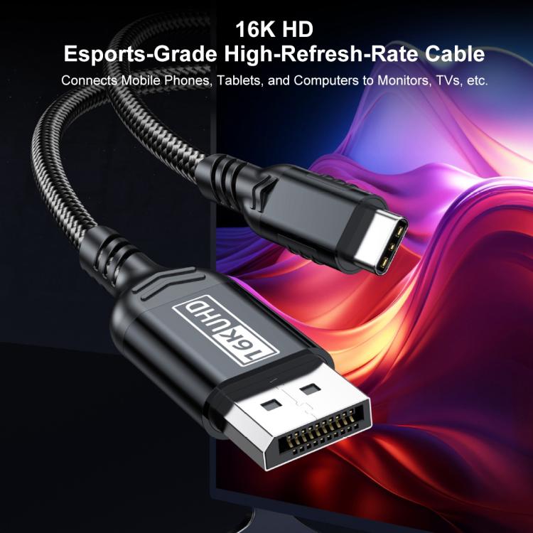 Cable adaptador Thunderbolt WG226 16K Ultra HD Tipo-C a DP 2.1 con logotipo, 1.5m, 1.8m