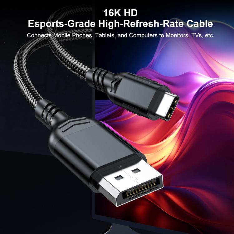 Cable adaptador Thunderbolt WG226 16K Ultra HD Tipo-C a DP 2.1 (sin logotipo), 1.5m No Logo, 1.8m No Logo