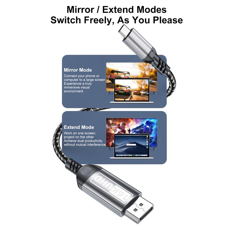 Cable adaptador de monitor WG228 16K Ultra HD Tipo-C a DP 2.1, 2m