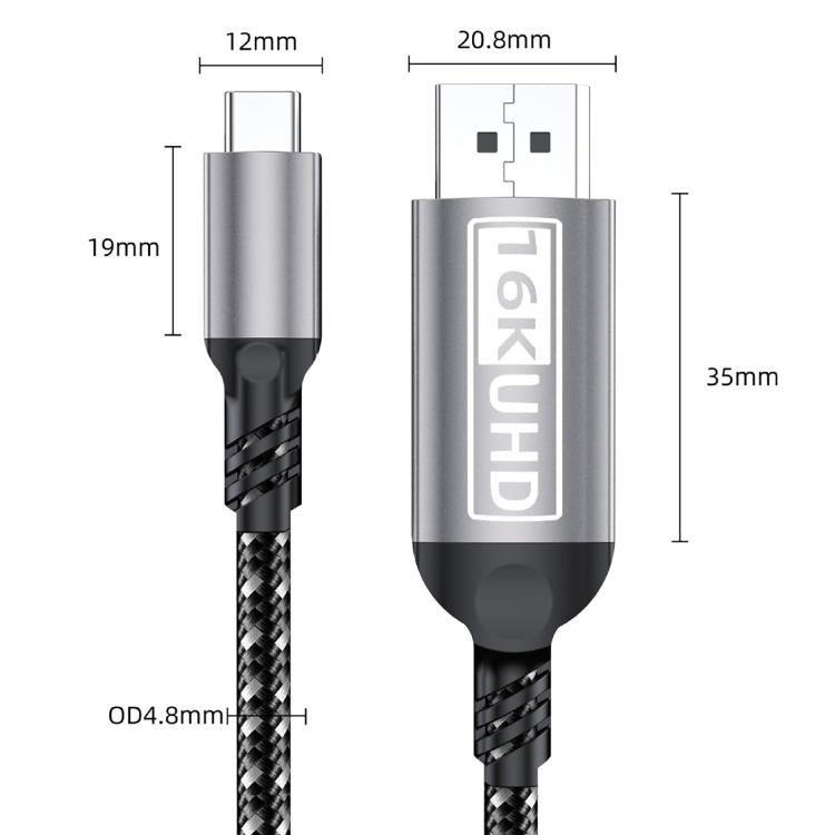 Cable adaptador de monitor WG228 16K Ultra HD Tipo-C a DP 2.1, 2m