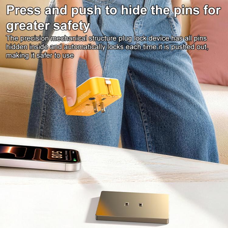 Adaptador de viaje universal MOMAX UA32 1-World Pocket de 25 W y 4 puertos con tecnología GaN ultradelgada., AU Plug, EU Plug, UK Plug, US Plug
