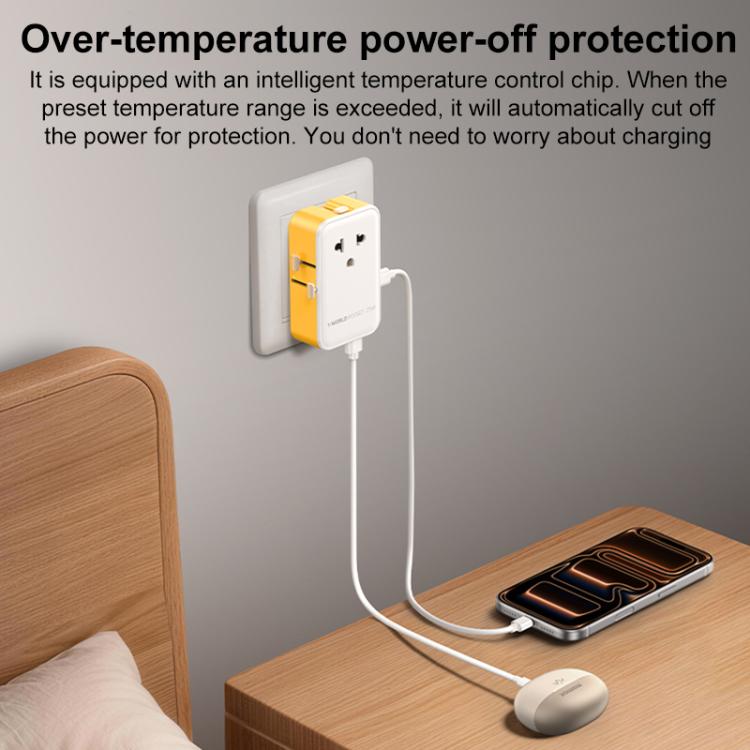 Adaptador de viaje universal MOMAX UA32 1-World Pocket de 25 W y 4 puertos con tecnología GaN ultradelgada., AU Plug, EU Plug, UK Plug, US Plug