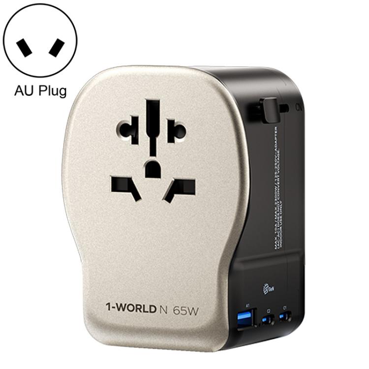Adaptador de viaje universal MOMAX UA35 1-World N de 65 W con tres puertos GaN, AU Plug, EU Plug, UK Plug, US Plug