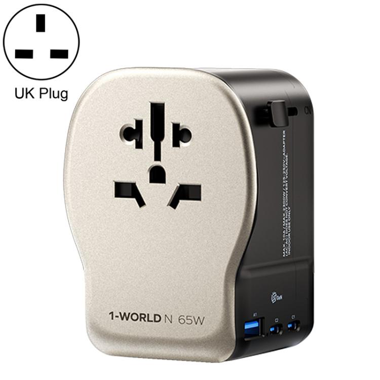 Adaptador de viaje universal MOMAX UA35 1-World N de 65 W con tres puertos GaN, AU Plug, EU Plug, UK Plug, US Plug