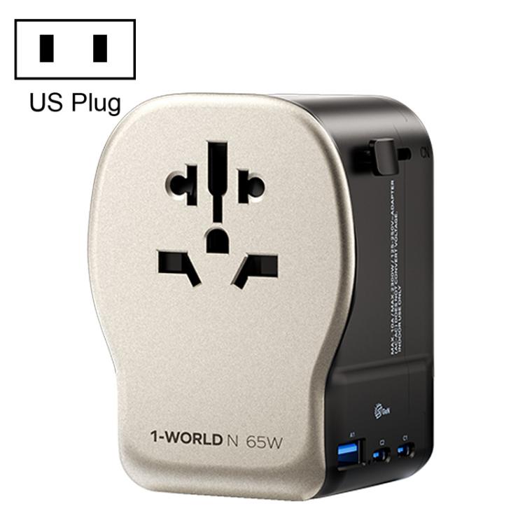 Adaptador de viaje universal MOMAX UA35 1-World N de 65 W con tres puertos GaN, AU Plug, EU Plug, UK Plug, US Plug