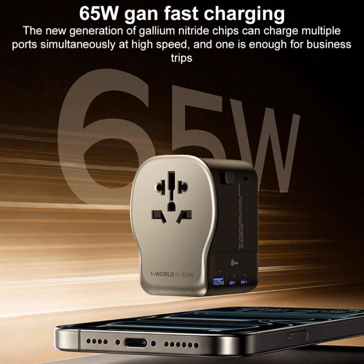 Adaptador de viaje universal MOMAX UA35 1-World N de 65 W con tres puertos GaN, AU Plug, EU Plug, UK Plug, US Plug