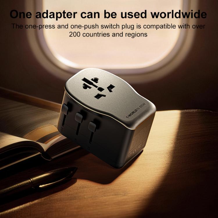 Adaptador de viaje universal MOMAX UA35 1-World N de 65 W con tres puertos GaN, AU Plug, EU Plug, UK Plug, US Plug