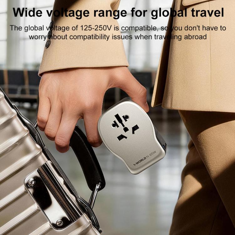 Adaptador de viaje universal MOMAX UA35 1-World N de 65 W con tres puertos GaN, AU Plug, EU Plug, UK Plug, US Plug