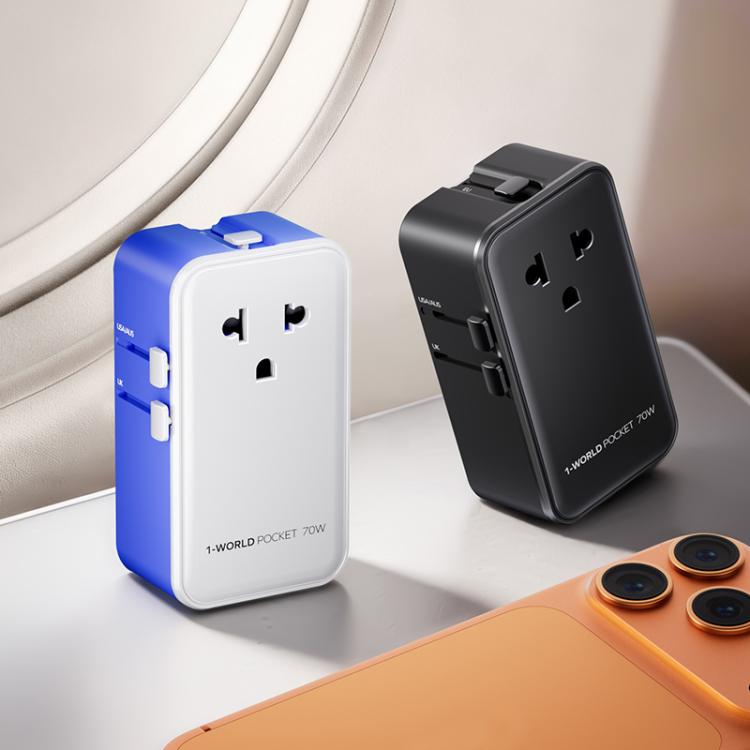 Adaptador de viaje universal MOMAX UA36 1-World Pocket de 70 W y 4 puertos con tecnología GaN ultradelgada., AU Plug, EU Plug, UK Plug, US Plug