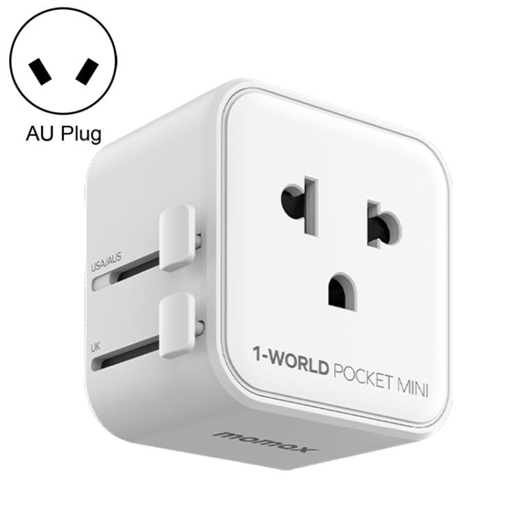 Adaptador de viaje universal ultradelgado MOMAX UA37 1-World Pocket Mini, AU Plug, EU Plug, UK Plug, US Plug