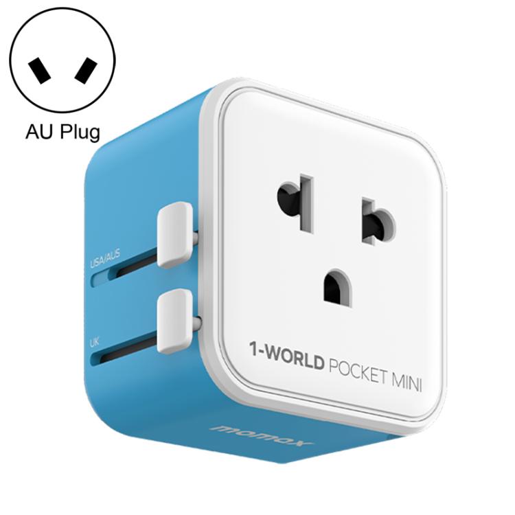 Adaptador de viaje universal ultradelgado MOMAX UA37 1-World Pocket Mini, AU Plug, EU Plug, UK Plug, US Plug