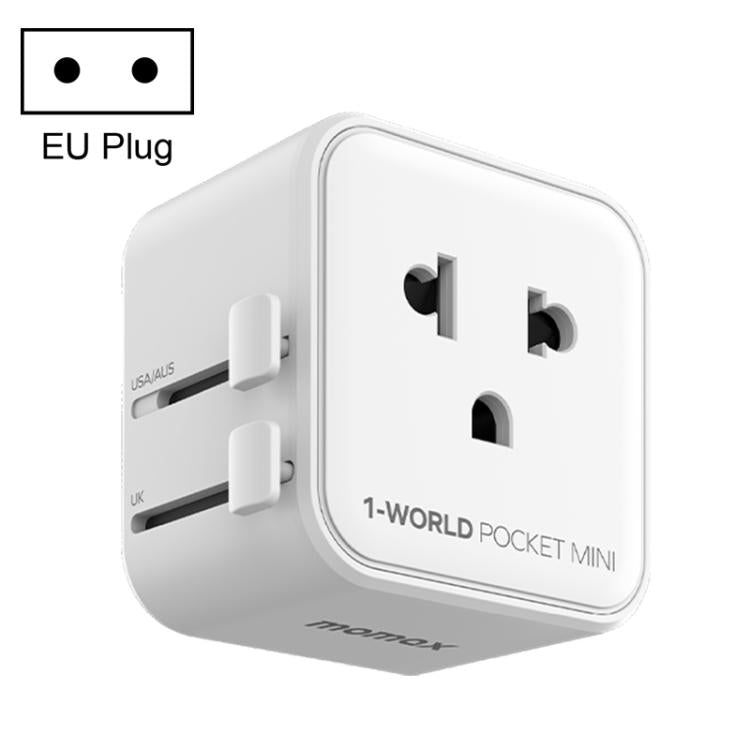 Adaptador de viaje universal ultradelgado MOMAX UA37 1-World Pocket Mini, AU Plug, EU Plug, UK Plug, US Plug