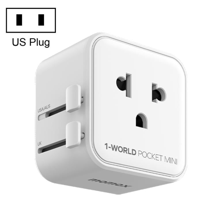 Adaptador de viaje universal ultradelgado MOMAX UA37 1-World Pocket Mini, AU Plug, EU Plug, UK Plug, US Plug