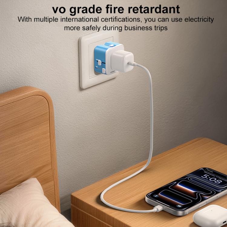 Adaptador de viaje universal ultradelgado MOMAX UA37 1-World Pocket Mini, AU Plug, EU Plug, UK Plug, US Plug