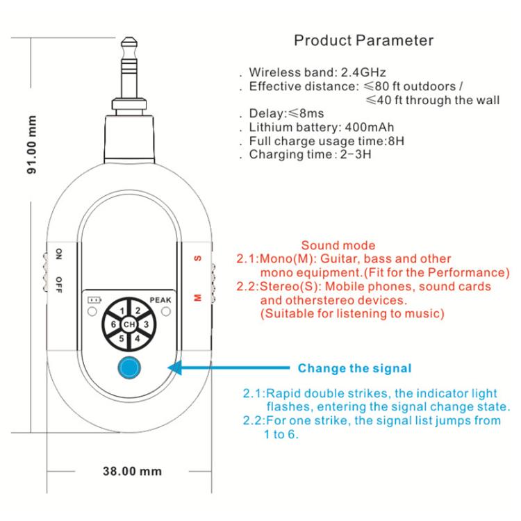 Sistema portátil inalámbrico de monitorización intraauricular MT-M1 para etapa 1 TX y 1 RX, MT-M1