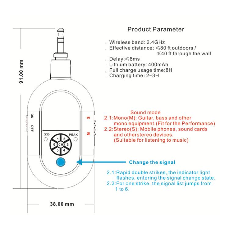Sistema portátil inalámbrico de monitorización intraauricular MT-M2 para etapa 1 TX y 1 RX, MT-M2