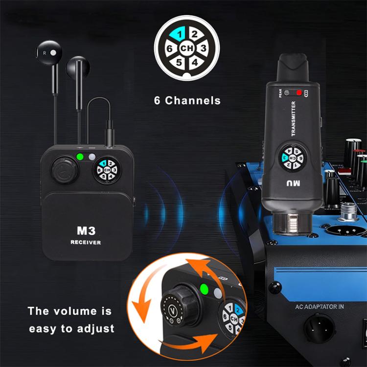 Sistema de monitorización intraauricular inalámbrico portátil MU-M3 para etapa 1 TX y 1 RX, MU-M3