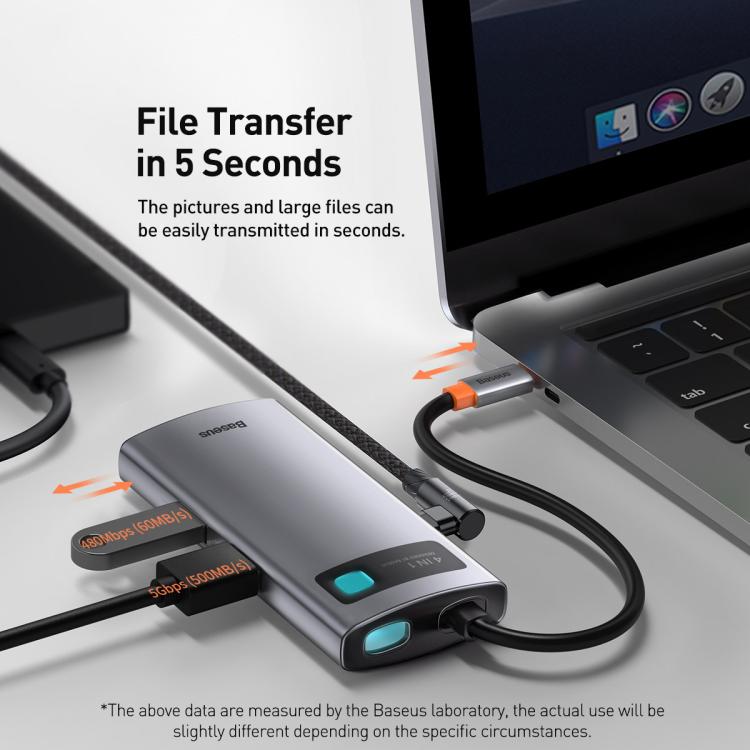 Baseus Metallic Glow Series CAHUB-CY0G Estación de acoplamiento multifuncional 4 en 1 con puerto USB tipo C