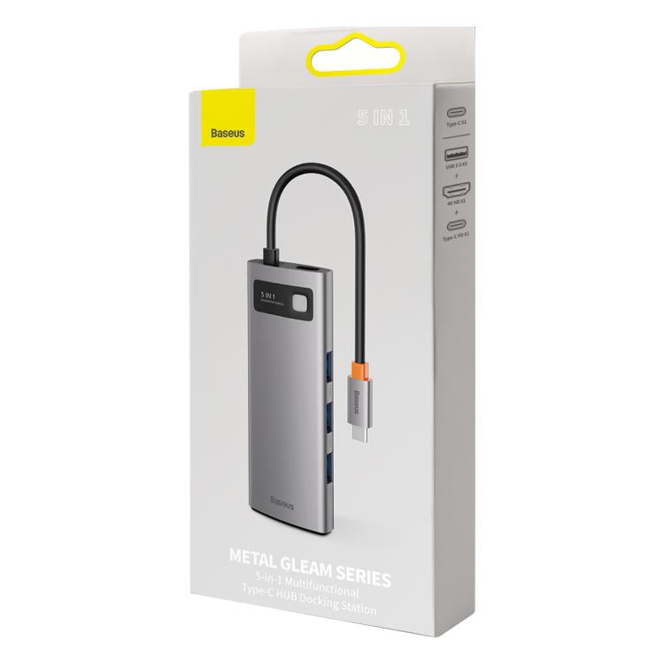 Baseus Metallic Glow Series CAHUB-CX0G Estación de acoplamiento multifuncional 5 en 1 con puerto USB tipo C