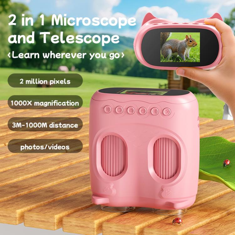 Microscopio digital y telescopio binocular 2 en 1 para niños inskam 387 de 2 MP con pantalla de 2 pulgadas., inskam387