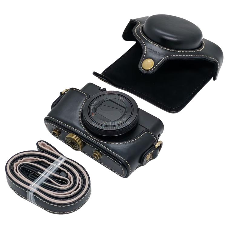 Funda para cámara de cuero vegano estilo retro de cuerpo completo con correa., For Sony RX100 M7 / RX100 VII