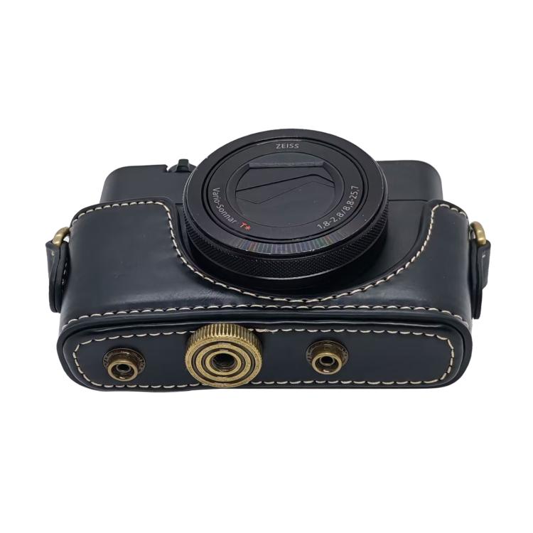 Funda para cámara de cuero vegano estilo retro de cuerpo completo con correa., For Sony RX100 M7 / RX100 VII