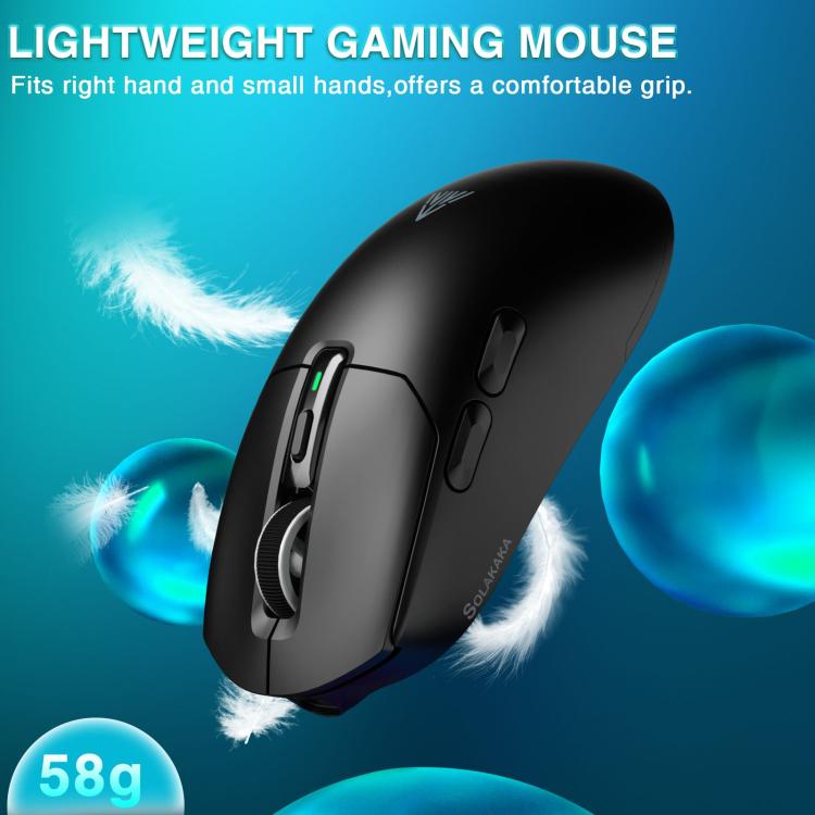 Ratón inalámbrico para juegos SOLA SM820 Tri-Mode de 22000 DPI y 1000 Hz con base de carga RGB
