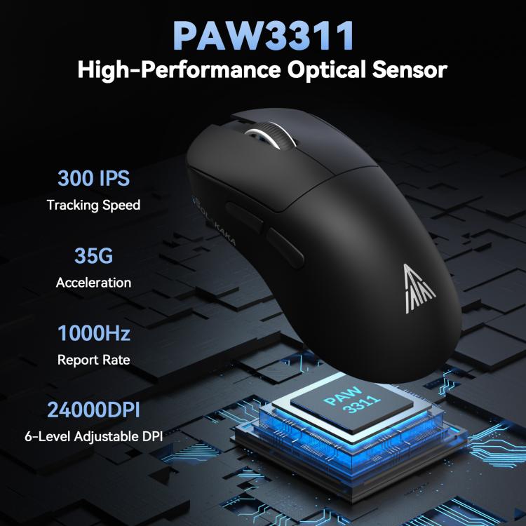 Ratón inalámbrico para juegos SOLA SM822 Tri-Mode de 24000 DPI y 1000 Hz con base de carga RGB