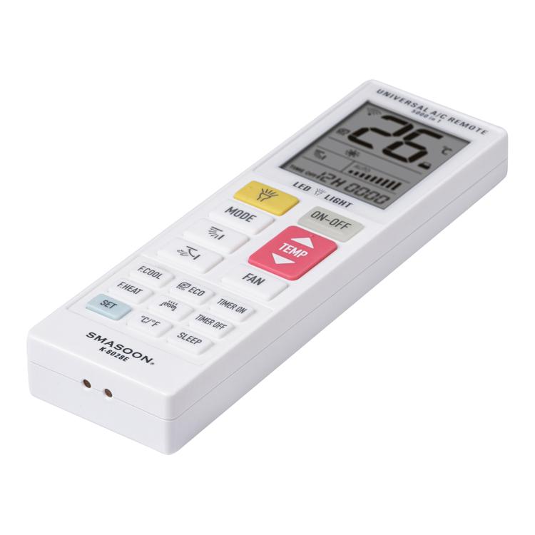 Control remoto universal para aire acondicionado SMASOON K-6028E con luz LED.
