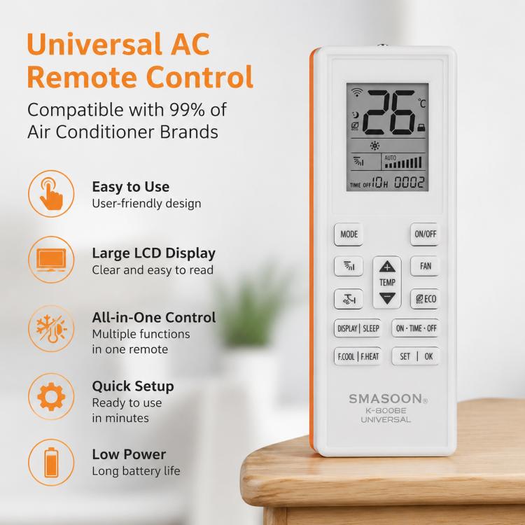 Mando a distancia universal para aire acondicionado SMASOON K-8008E