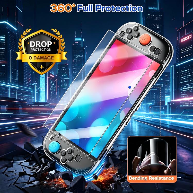 XDcase Caja de PC de cristal separable, protector de pantalla de vidrio templado y juego de tapas para joystick, For Nintendo Switch 2, For Nintendo Switch OLED, For Nintendo Switch