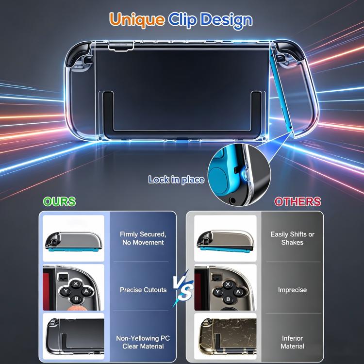XDcase Caja de PC de cristal separable, protector de pantalla de vidrio templado y juego de tapas para joystick, For Nintendo Switch 2, For Nintendo Switch OLED, For Nintendo Switch