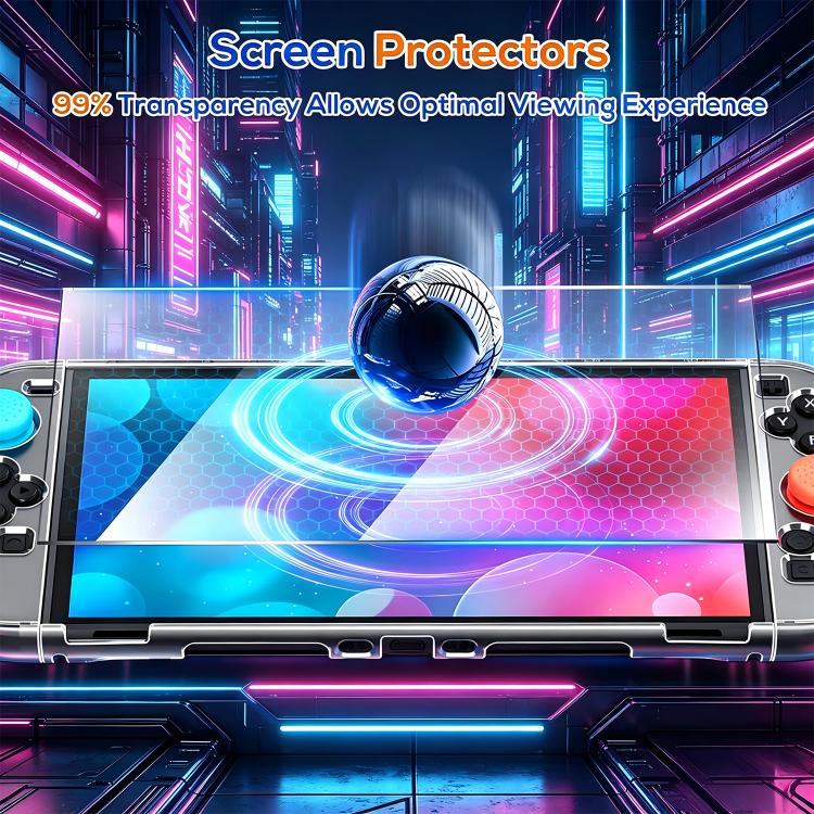 XDcase Caja de PC de cristal separable, protector de pantalla de vidrio templado y juego de tapas para joystick, For Nintendo Switch 2, For Nintendo Switch OLED, For Nintendo Switch