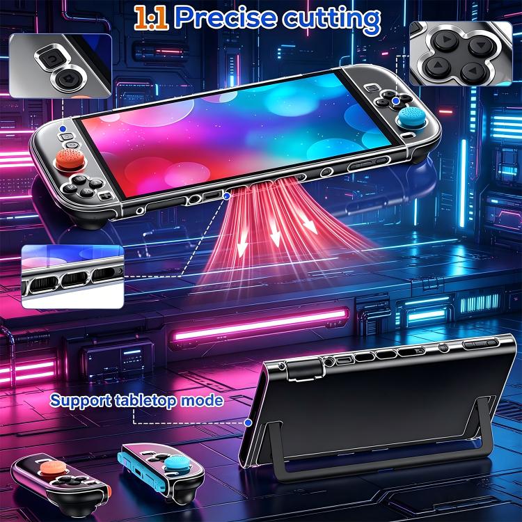 XDcase Caja de PC de cristal separable, protector de pantalla de vidrio templado y juego de tapas para joystick, For Nintendo Switch 2, For Nintendo Switch OLED, For Nintendo Switch