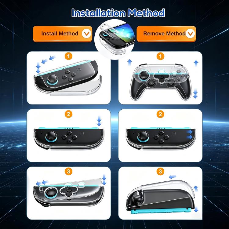 XDcase Caja de PC de cristal separable, protector de pantalla de vidrio templado y juego de tapas para joystick, For Nintendo Switch 2, For Nintendo Switch OLED, For Nintendo Switch