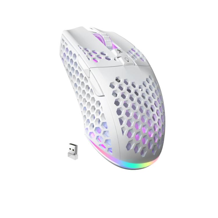 Ratón inalámbrico para juegos SOLAKAKA SM600 con diseño hueco, RGB y tres modos.
