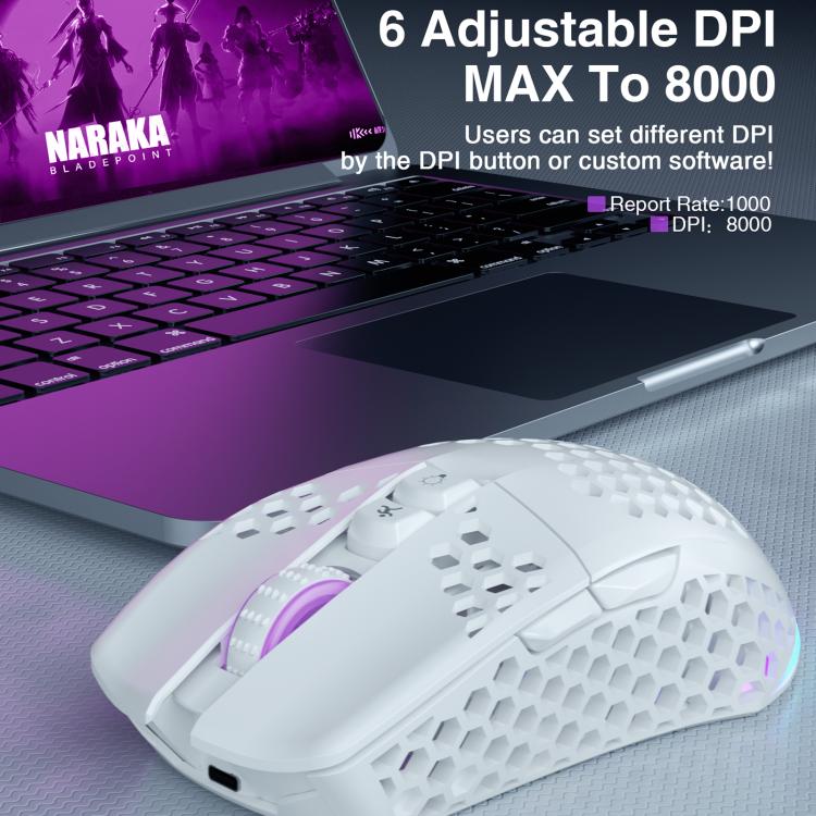 Ratón inalámbrico para juegos SOLAKAKA SM600 con diseño hueco, RGB y tres modos.