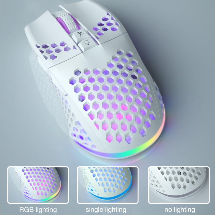 Ratón inalámbrico para juegos SOLAKAKA SM600 con diseño hueco, RGB y tres modos.