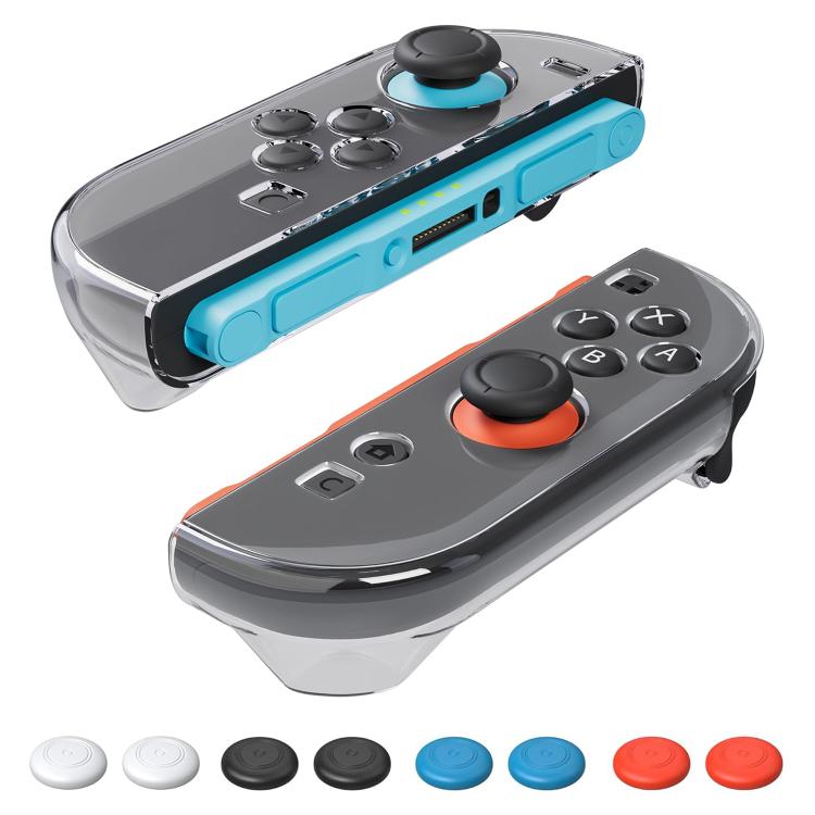 XDcase 1 par de fundas protectoras de PC de cristal y juego de tapas para joystick, For Nintendo Switch 2 Joy-Con, For Nintendo Switch / Switch OLED Joy-Con
