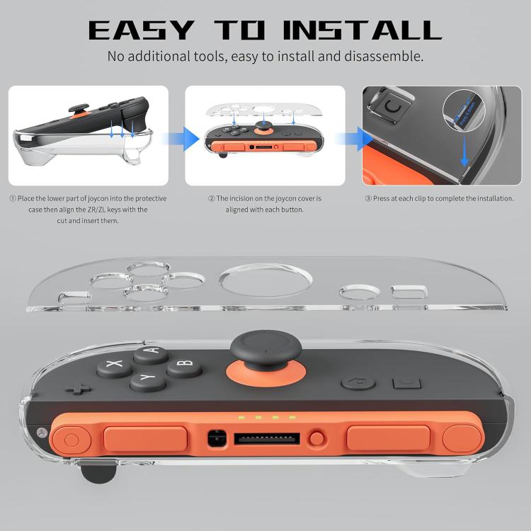 XDcase 1 par de fundas protectoras de PC de cristal y juego de tapas para joystick, For Nintendo Switch 2 Joy-Con, For Nintendo Switch / Switch OLED Joy-Con