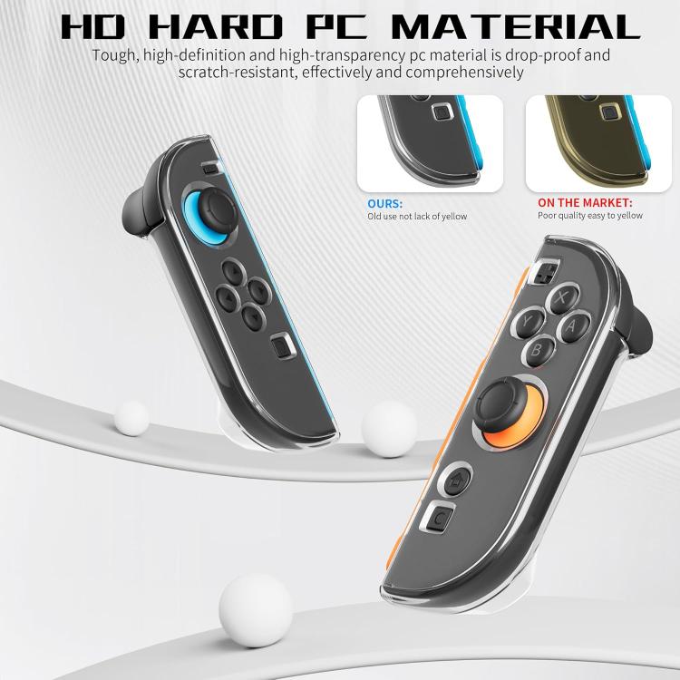 XDcase 1 par de fundas protectoras de PC de cristal y juego de tapas para joystick, For Nintendo Switch 2 Joy-Con, For Nintendo Switch / Switch OLED Joy-Con