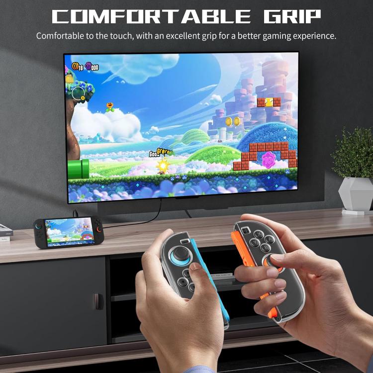 XDcase 1 par de fundas protectoras de PC de cristal y juego de tapas para joystick, For Nintendo Switch 2 Joy-Con, For Nintendo Switch / Switch OLED Joy-Con