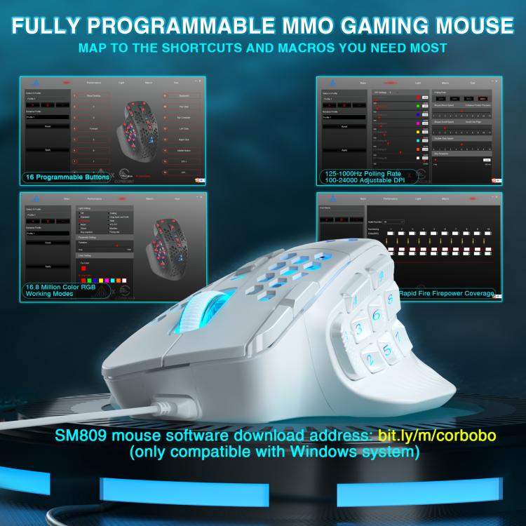 Ratón MMO con cable RGB Honeycomb SOLAKAKA SM809