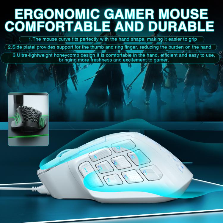Ratón MMO con cable RGB Honeycomb SOLAKAKA SM809