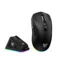 Ratón ONIKUMA DM07 de 24000 DPI y 2,4 GHz, inalámbrico y con cable, con tres modos de funcionamiento y base de carga magnética RGB.