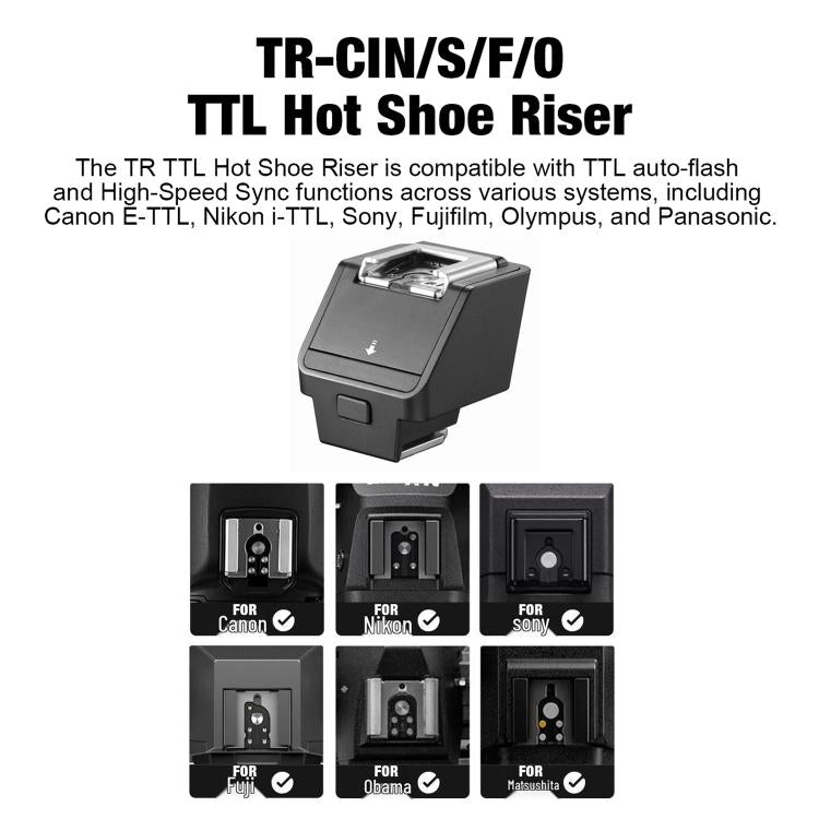 Elevador de zapata Godox TR TTL, TR-C For Canon, TR-F For FUJIFILM, TR-N For Nikon, TR-O For Olympus, TR-S For Sony