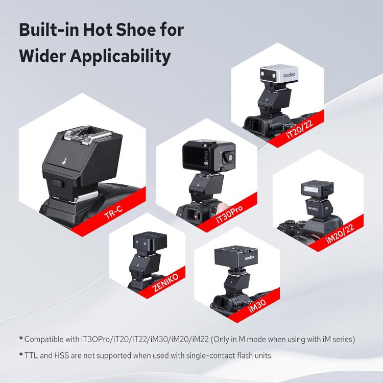 Elevador de zapata Godox TR TTL, TR-C For Canon, TR-F For FUJIFILM, TR-N For Nikon, TR-O For Olympus, TR-S For Sony