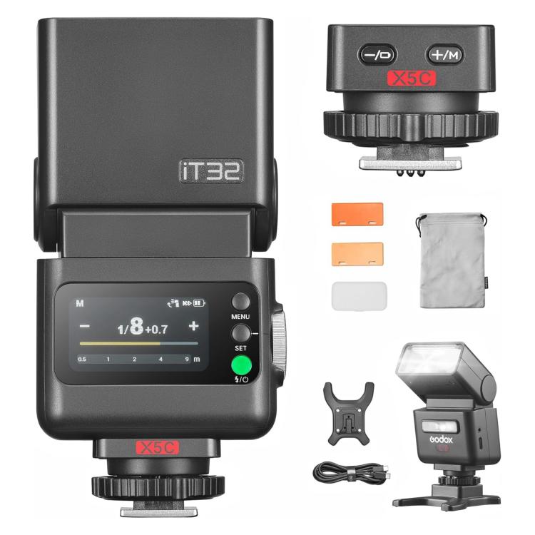 Flash para cámara Godox iT32 iFlash y disparador de flash inalámbrico TTL X5, For Canon, For Nikon, For Sony, For FUJIFILM, For Olympus / Panasonic, For Leica
