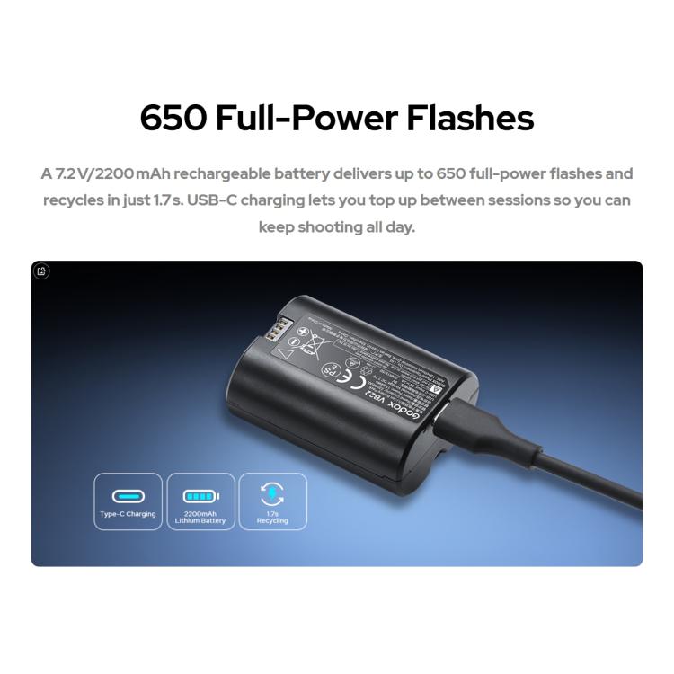 Flash de cámara Godox V480 TTL de iones de litio con cabezal redondo, For Canon, For Nikon, For Sony, For FUJIFILM, For Olympus