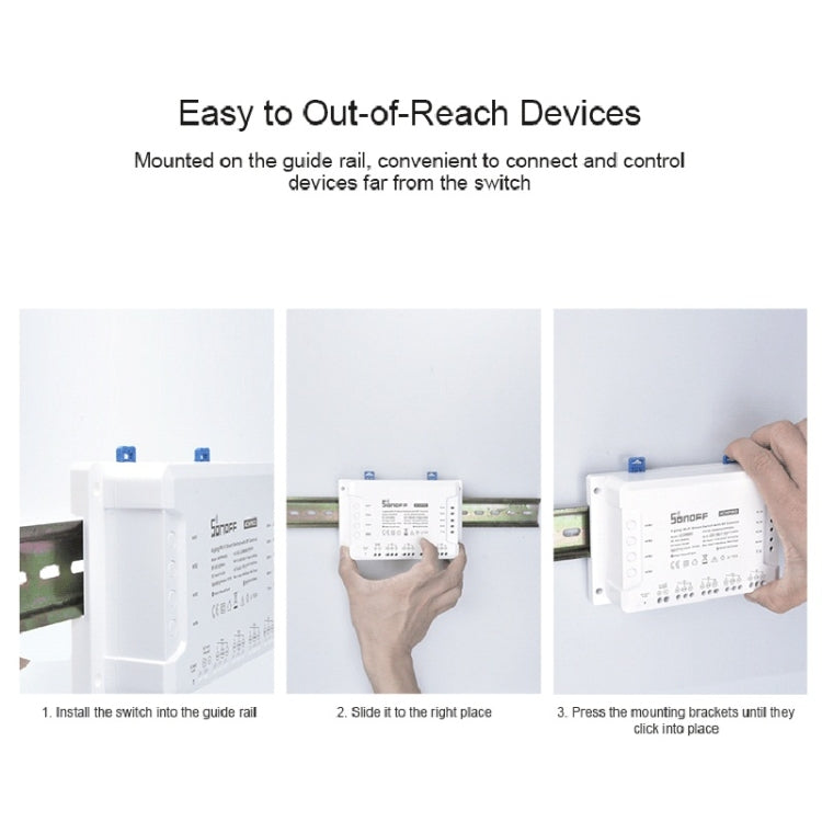 Controlador de cuatro vías con interruptor de hogar inteligente para teléfono móvil Sonoff 4CHPROR3, compatible con sincronización de control de largo alcance